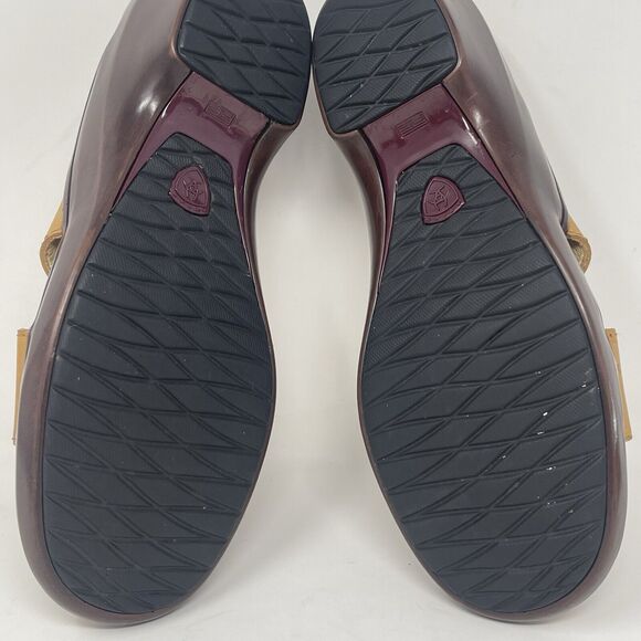 Ariat Wedge Heel Slide Sandals Womens 8.5 B Tan Brown Leather Stitching Western - Picture 15 of 15